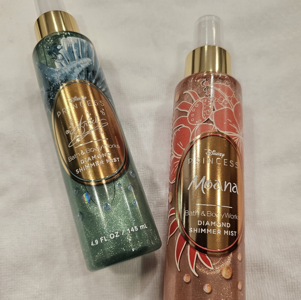 Disney Princess Bath and Body Works Moana Ariel diamond shimmer mist set